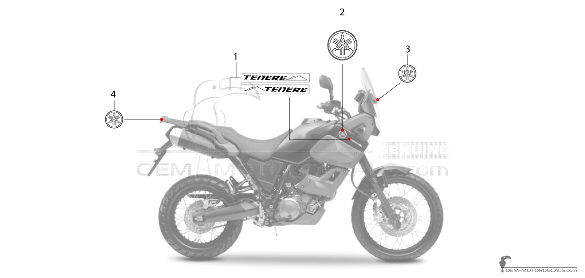 Naklejki do Yamaha XT660Z Tenere 2008 - Czarny • Yamaha Naklejki OEM
